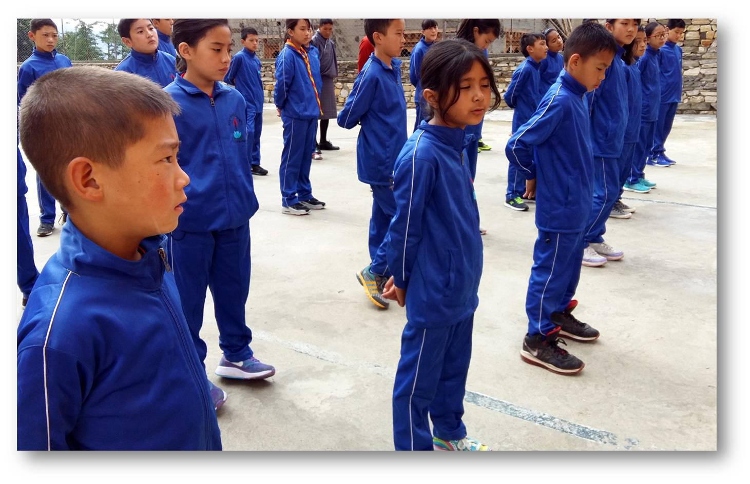 Children in newly arrived track suit